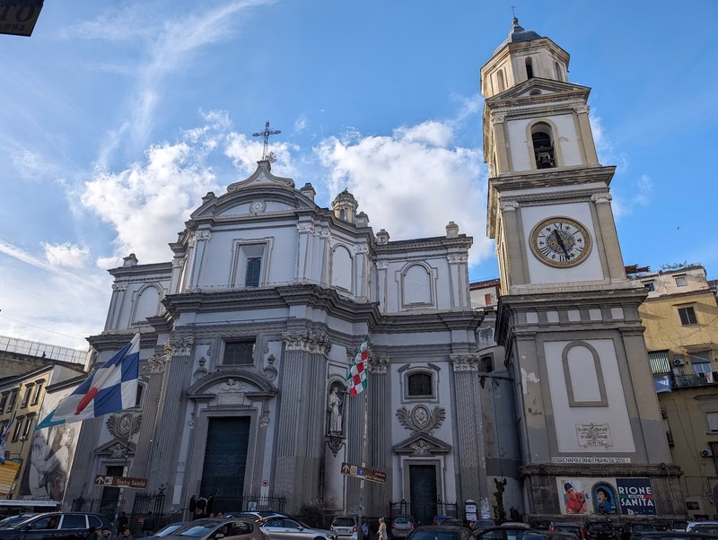 Basilica of Santa Maria della Sanità with bell tower in Naples’ Rione Sanità district.