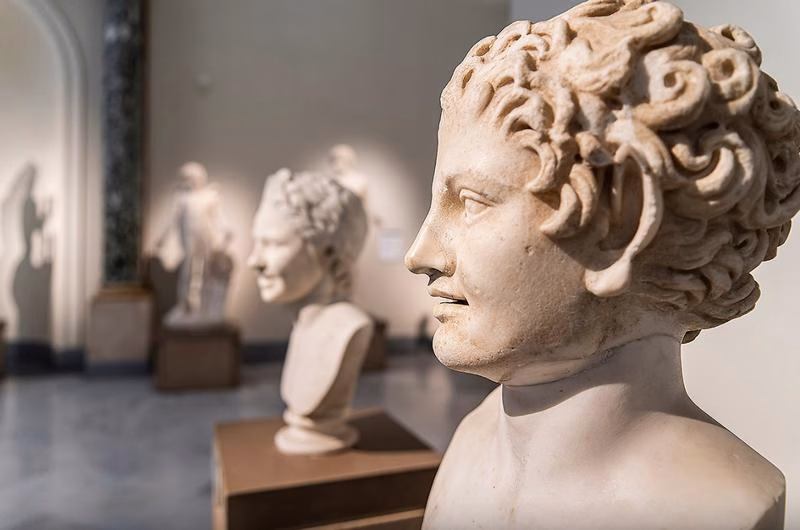 Ancient marble busts at the Archaeological Museum of Naples