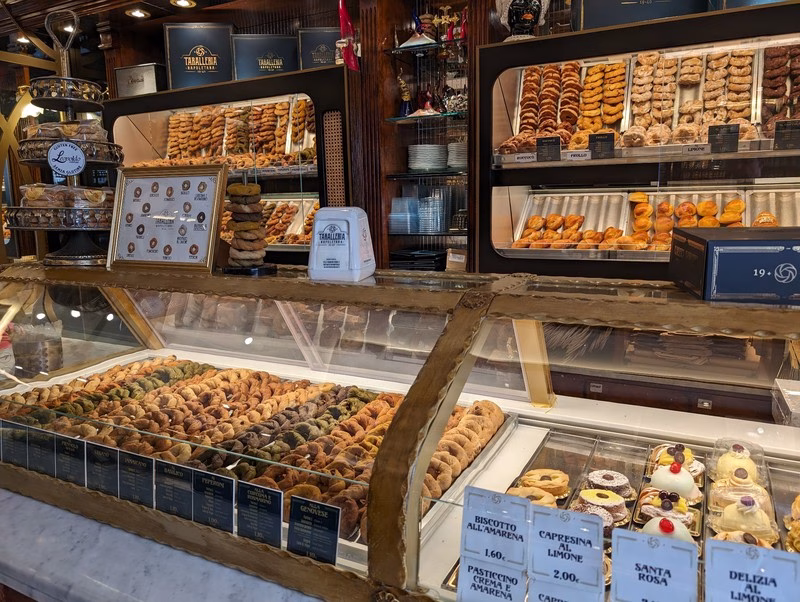 Naples’ Baked Tradition Taralli and baked goods in a traditional Naples bakery.