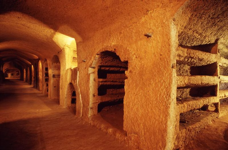 Corridor inside the Catacombs of San Gennaro, Naples