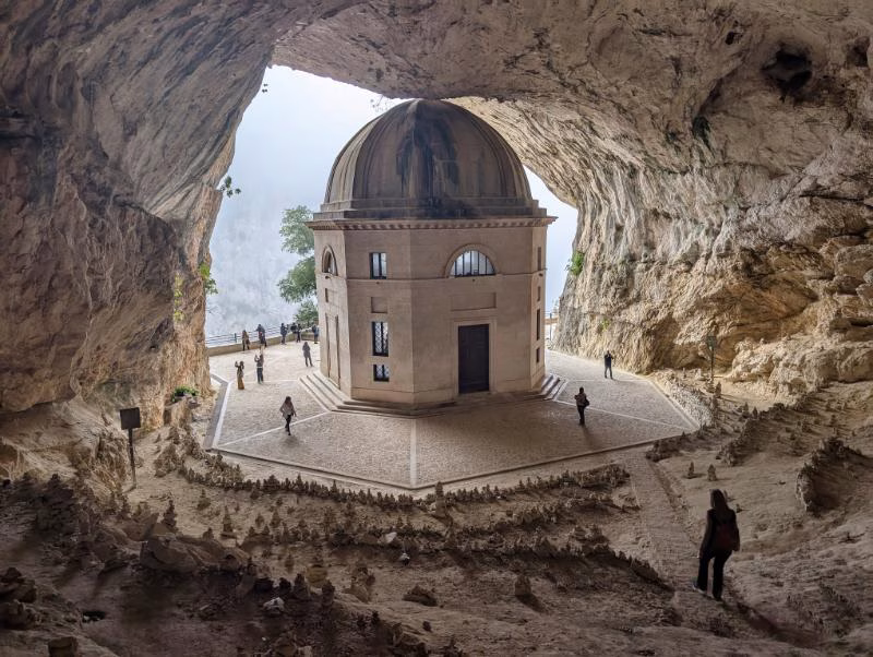 Tempio del Valadier inside a natural cave at Genga, near the Frasassi Caves in Le Marche