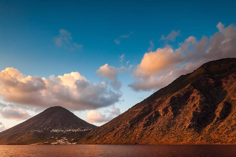 Salina island in the Aeolian Islands