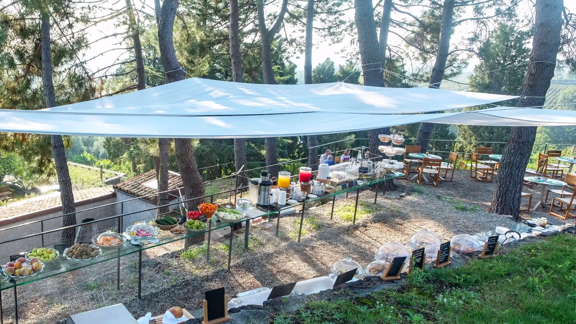 Breakfast in the garden at Monaci delle Terre Nere