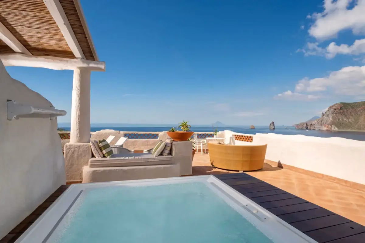 Master room at Therasia Resort on Vulcano
