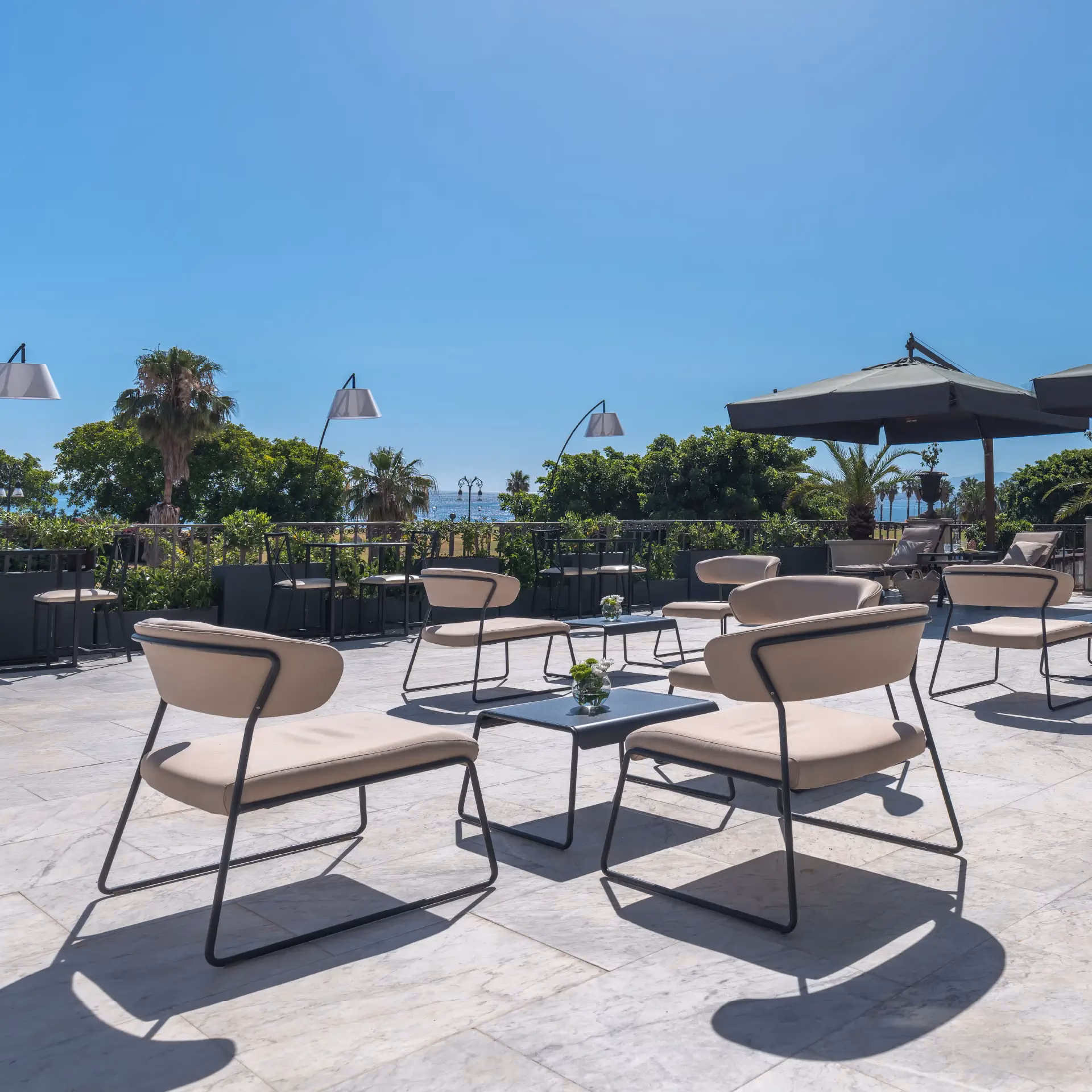 Sea-facing terrace at L’Hotellerie Easy Suites Palermo