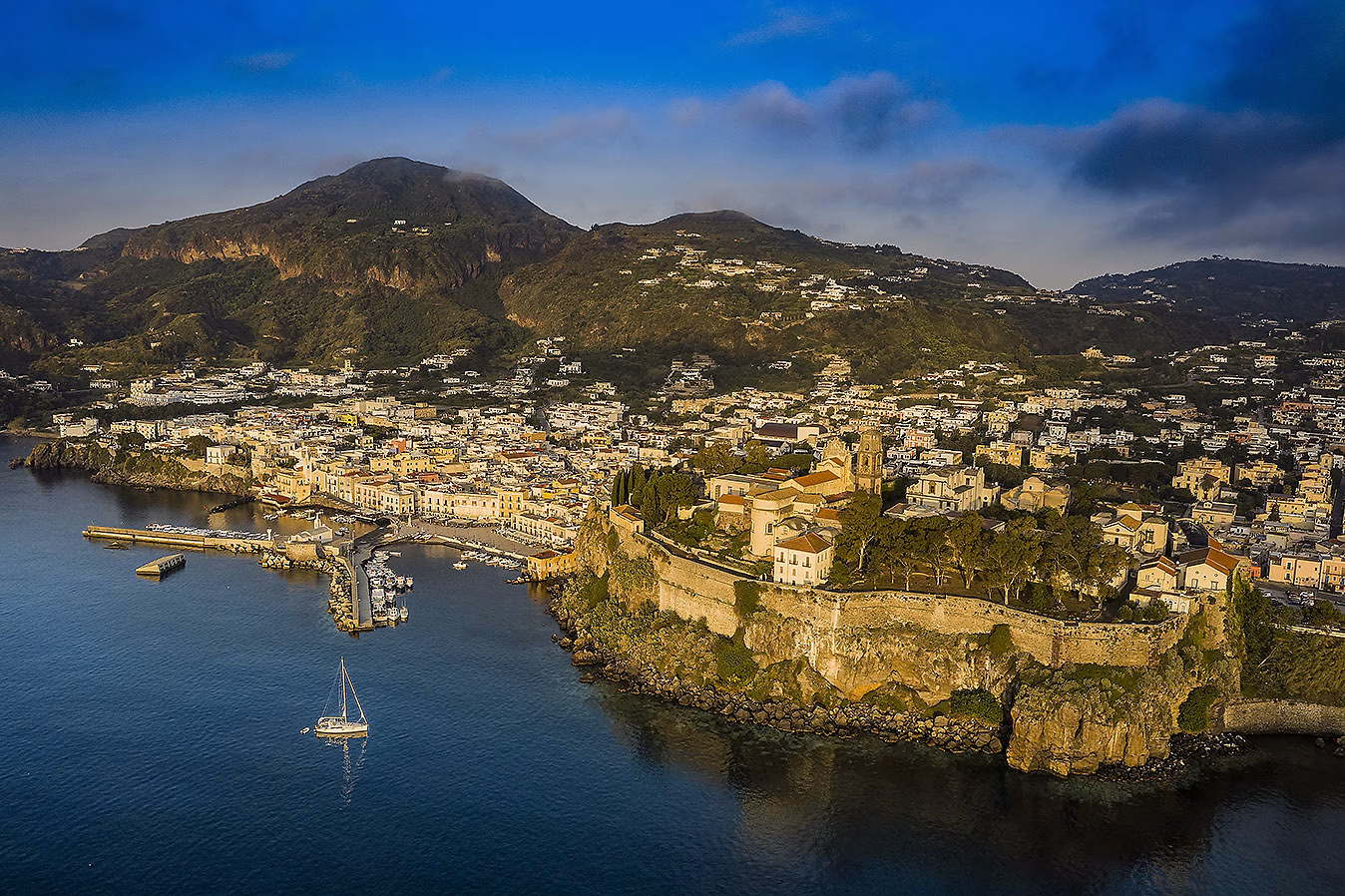 Lipari town, Marina Corta and the citadel in the Aeolian Islands