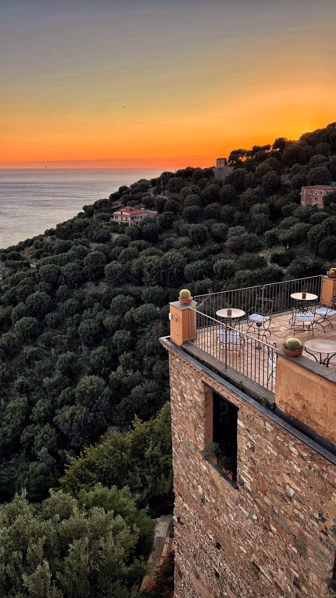 Sunset from the terrace at Marulivo Hotel