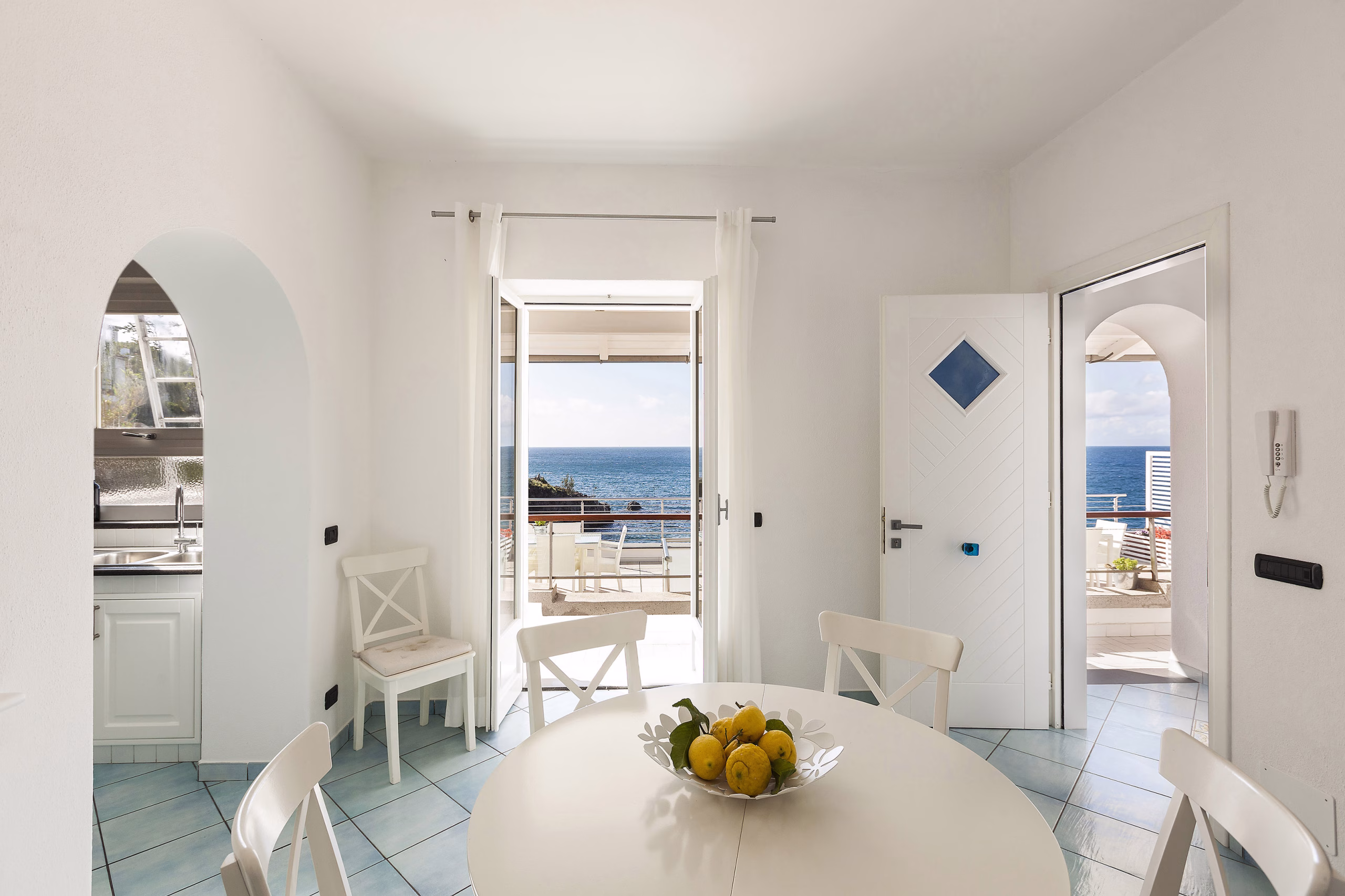 Sea-facing living space in the Classic Sea View Apartment at Ischia Blu Resort