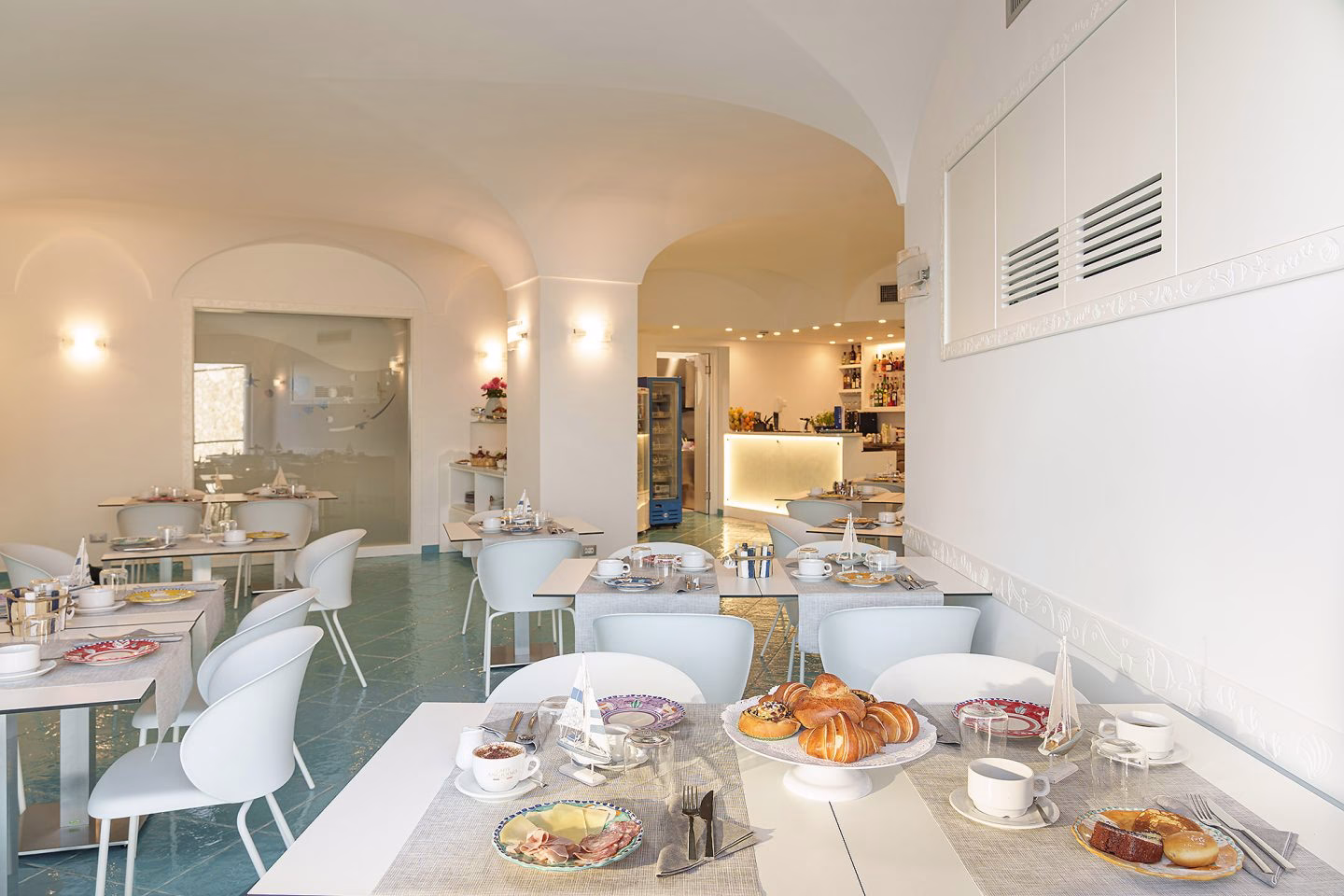 Breakfast served at the Blu Bar beside the sea at Ischia Blu Resort
