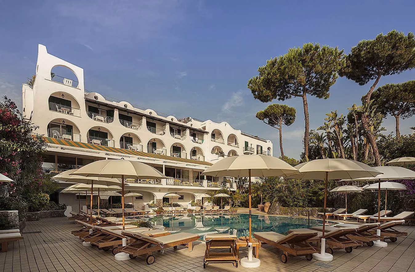 Historic main building and gardens of Excelsior Belvedere Hotel and Spa