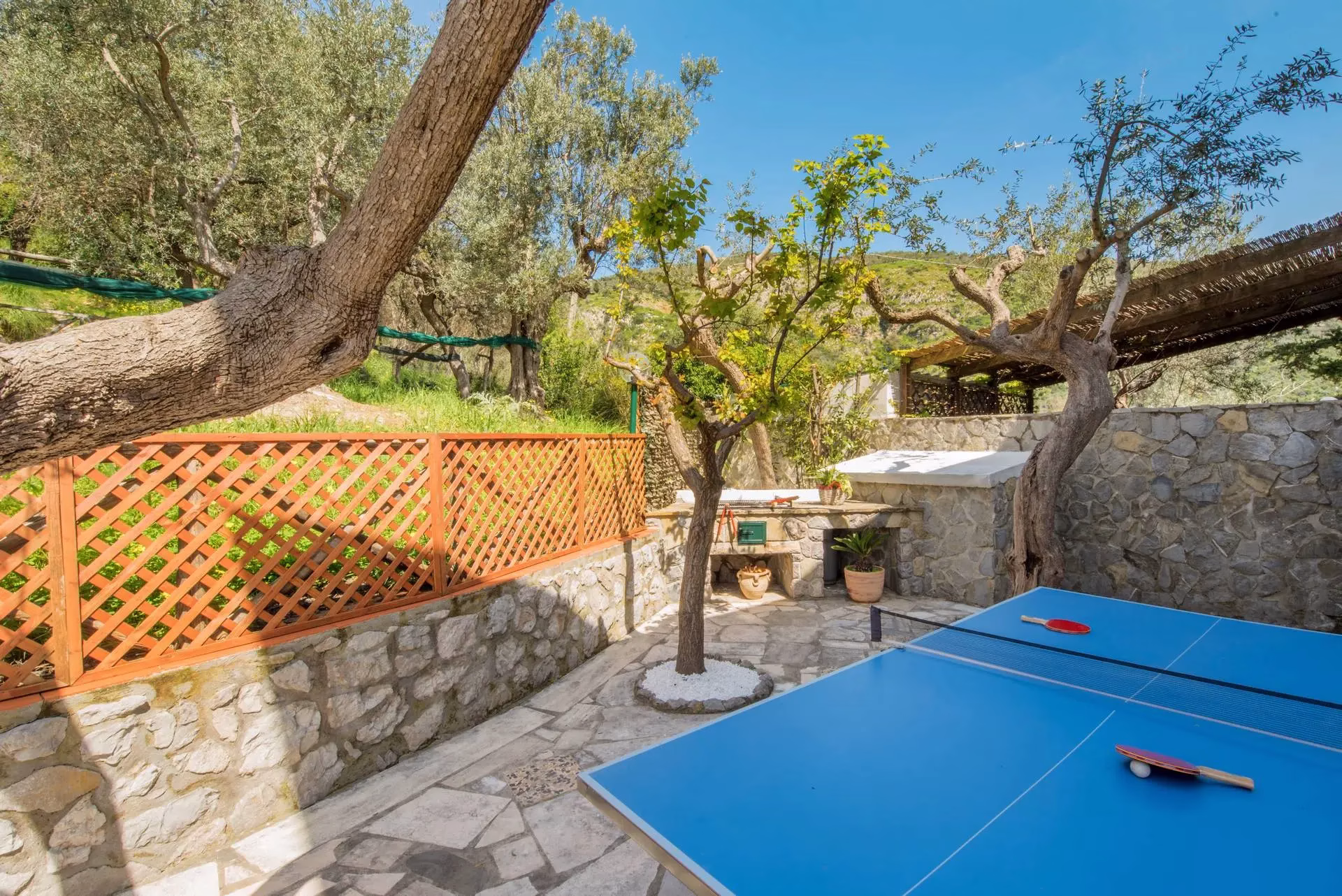 Table tennis in Villa Mira's garden