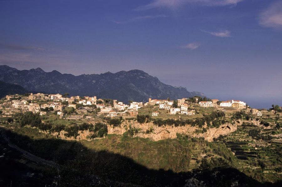 Ravello on its ridge above the terraced Dragone valley