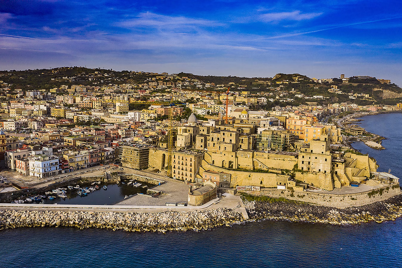 Rione Terra on its coastal promontory above Pozzuoli harbour