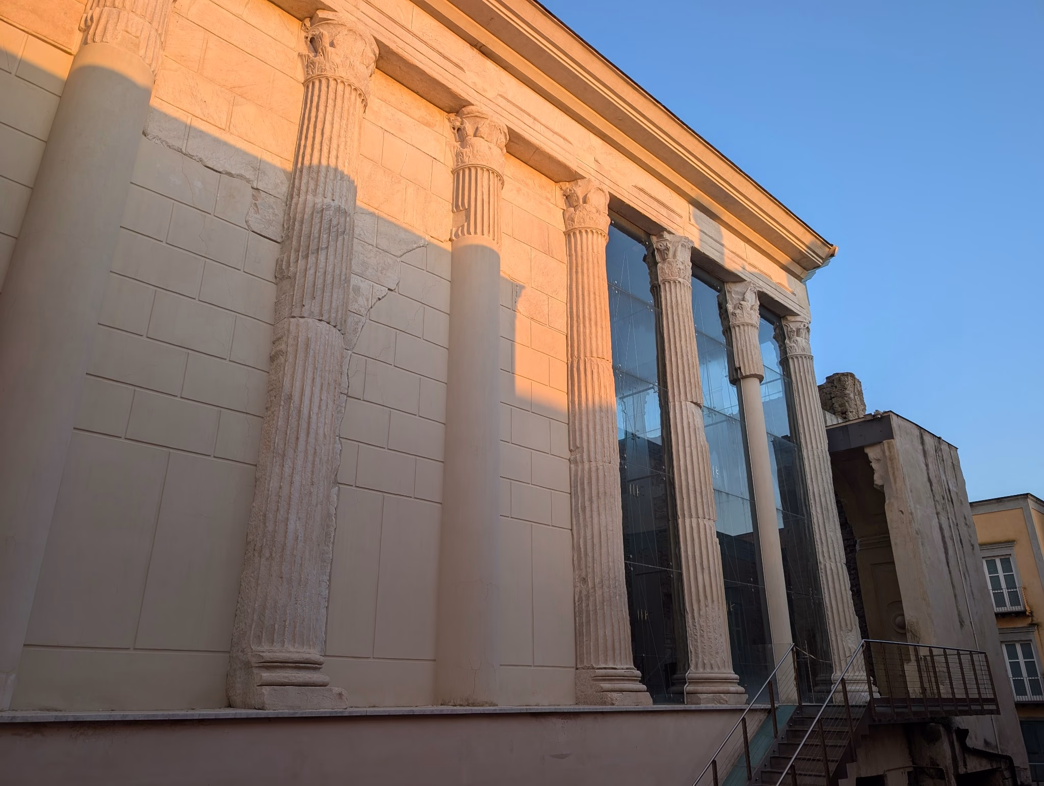 Marble columns of the Temple of Augustus incorporated into the Tempio-Duomo at Rione Terra