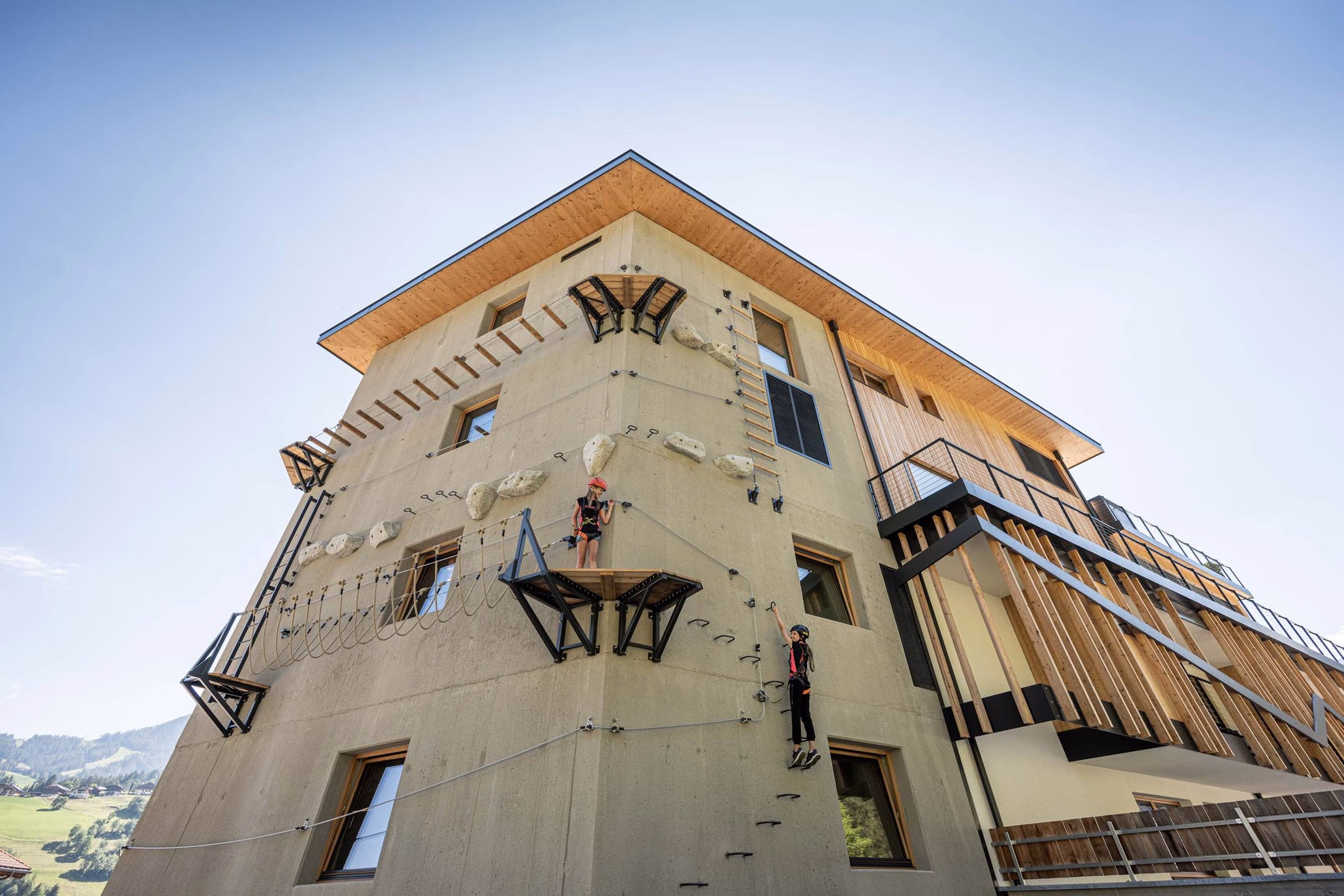 Outdoor climbing wall at Excelsior Dolomites Life Resort