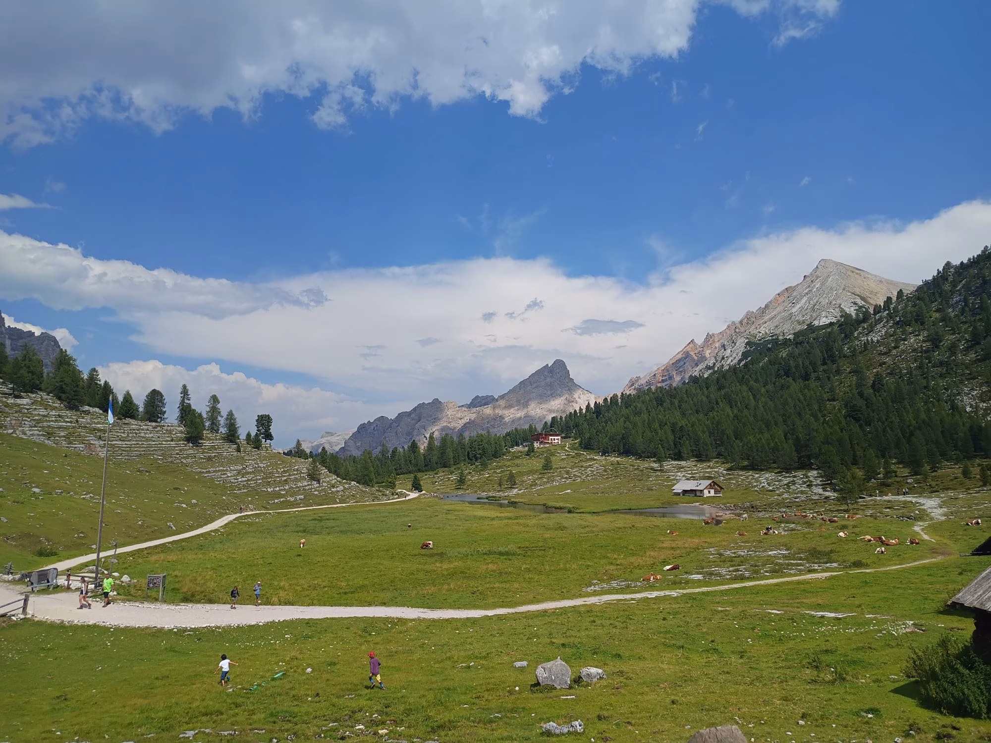Summer hiking landscape on the Fanes plateau