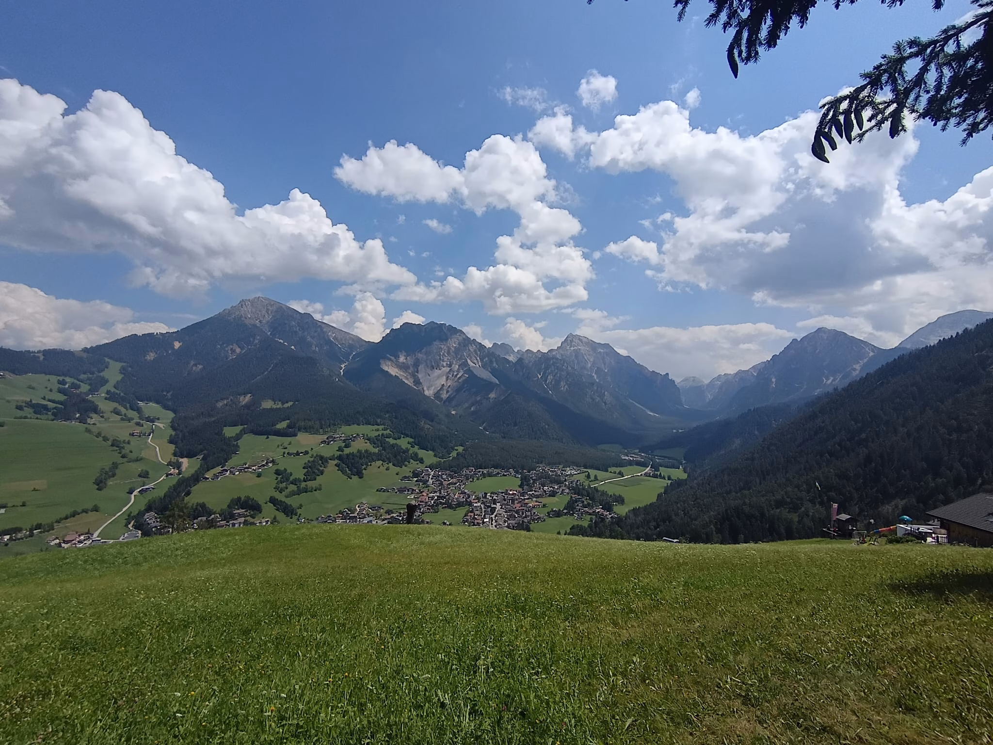 San Vigilio di Marebbe village and surrounding mountains