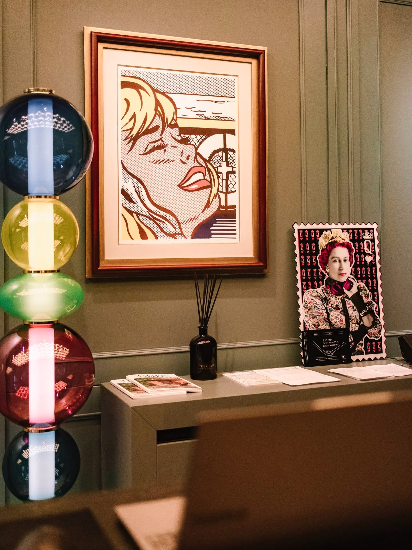 Art and coloured lighting in The Glam hotel