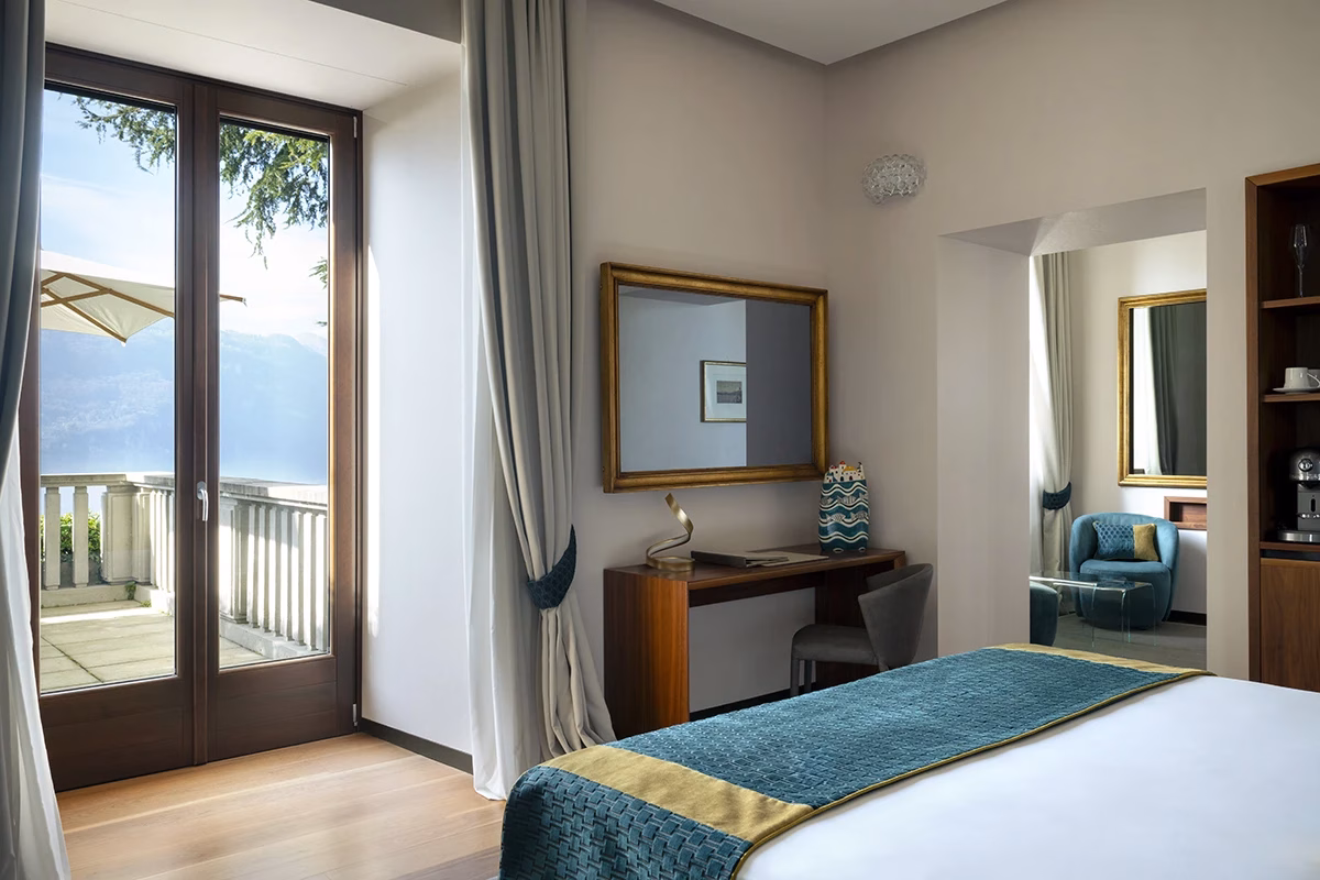 Varenna Suite bedroom opening towards its terrace
